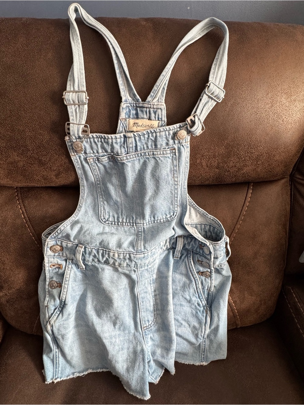Madewell Light Blue Denim Short Overalls